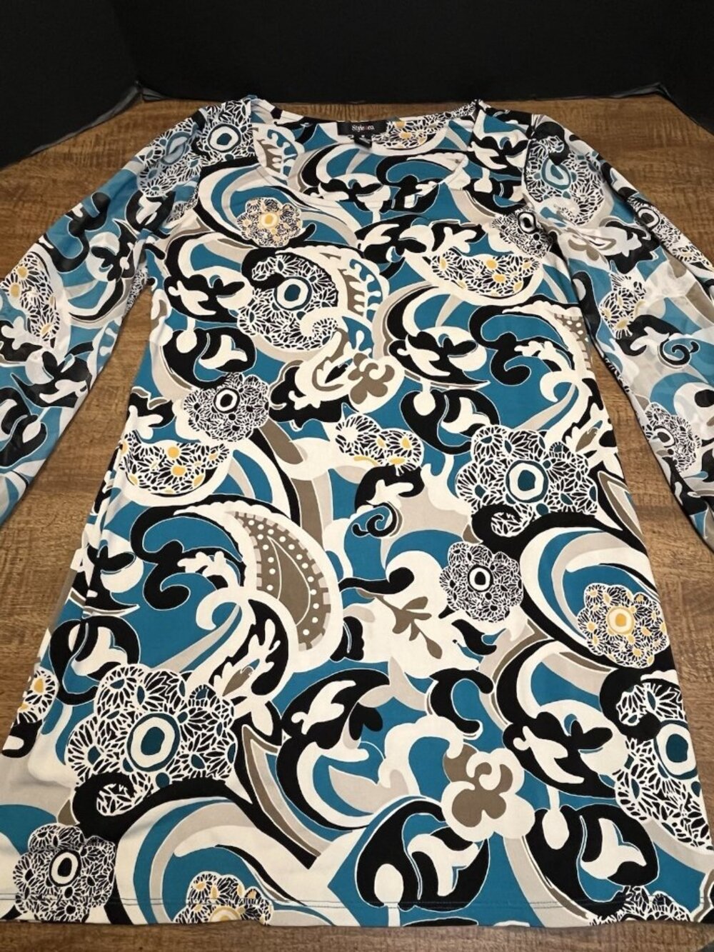 Style & Co. Shift Short Dress Women's Medium Multicolor Round Neck Hippie Retro - Picture 3 of 12